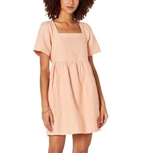 Madewell Dresses & Skirts - Madewell Linen Blend Allie Mini Dress Pastel Orange Babydoll Dress Large L